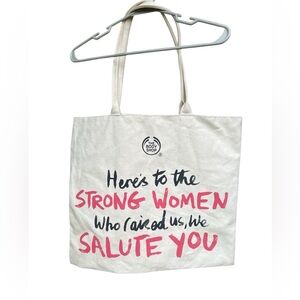 The Body Shop Cream and Pink Canvas Tote